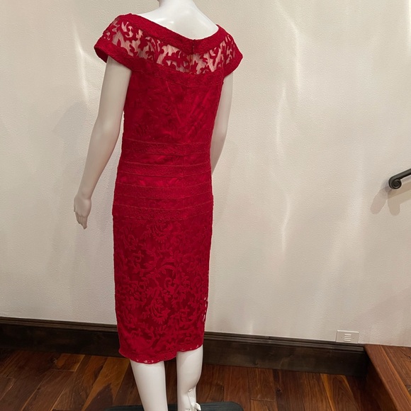 TADASHI SHOJI Filigree Embroidered Lace Red Cocktail Dress, NWOT, Size 12 - Picture 5 of 15